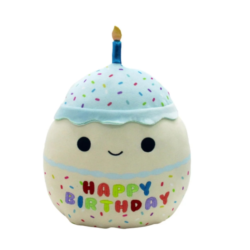 10 inch Blue & White Birthday Cake Child's Ultra Soft Plush